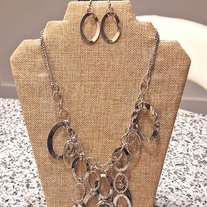 Silver Necklace and Earrings set